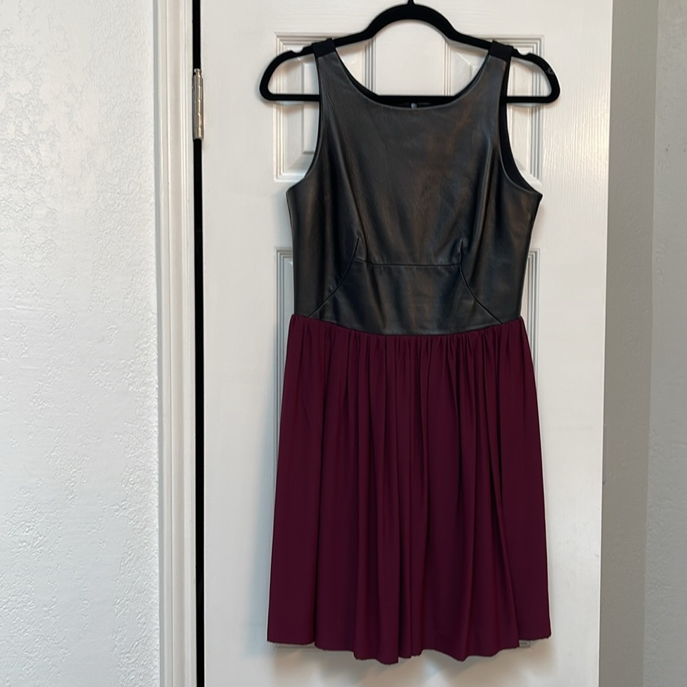 Amanda Uprichard Martini Black Lamb Leather and Burgundy Dress (S)